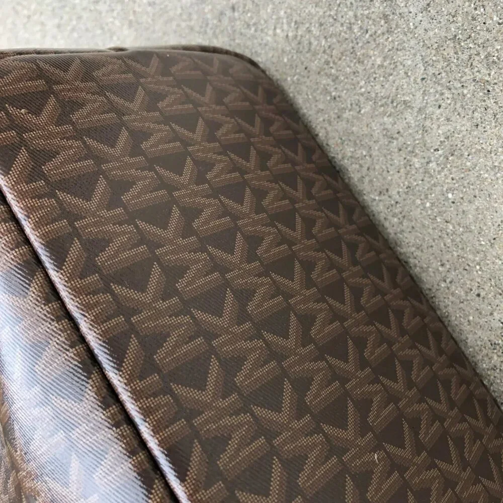 MICHAEL KORS Eliza All Over Tote Bag Purse Monogram Shoulder Bag Brown East West